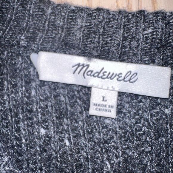 Madewell Curvey Hem Sweater dress - knit grey wool blend - size Large - Picture 6 of 8